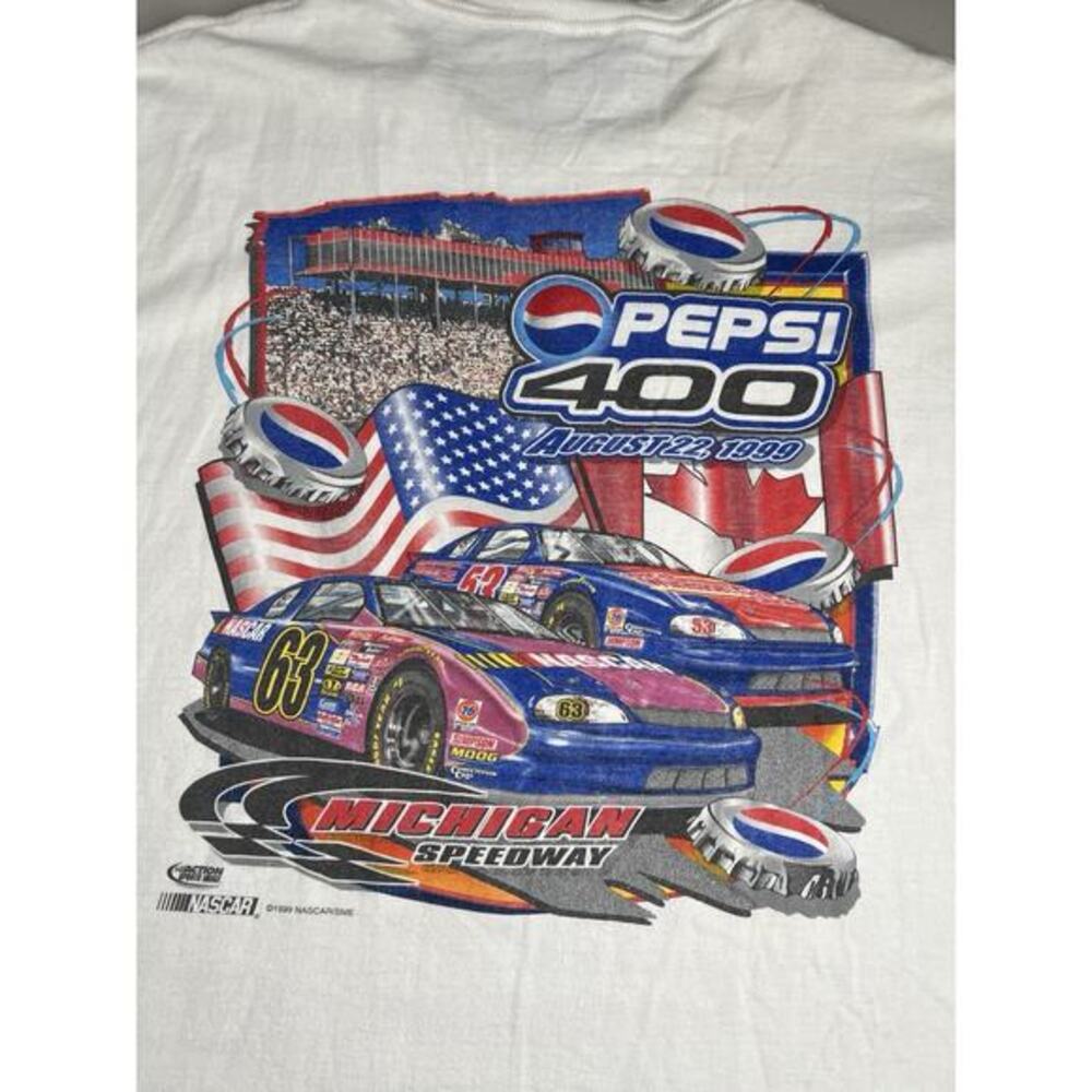 Vintage August 22, 1999 Pepsi 400 Michigan Speedway White T-shirt Size 2XL USA
